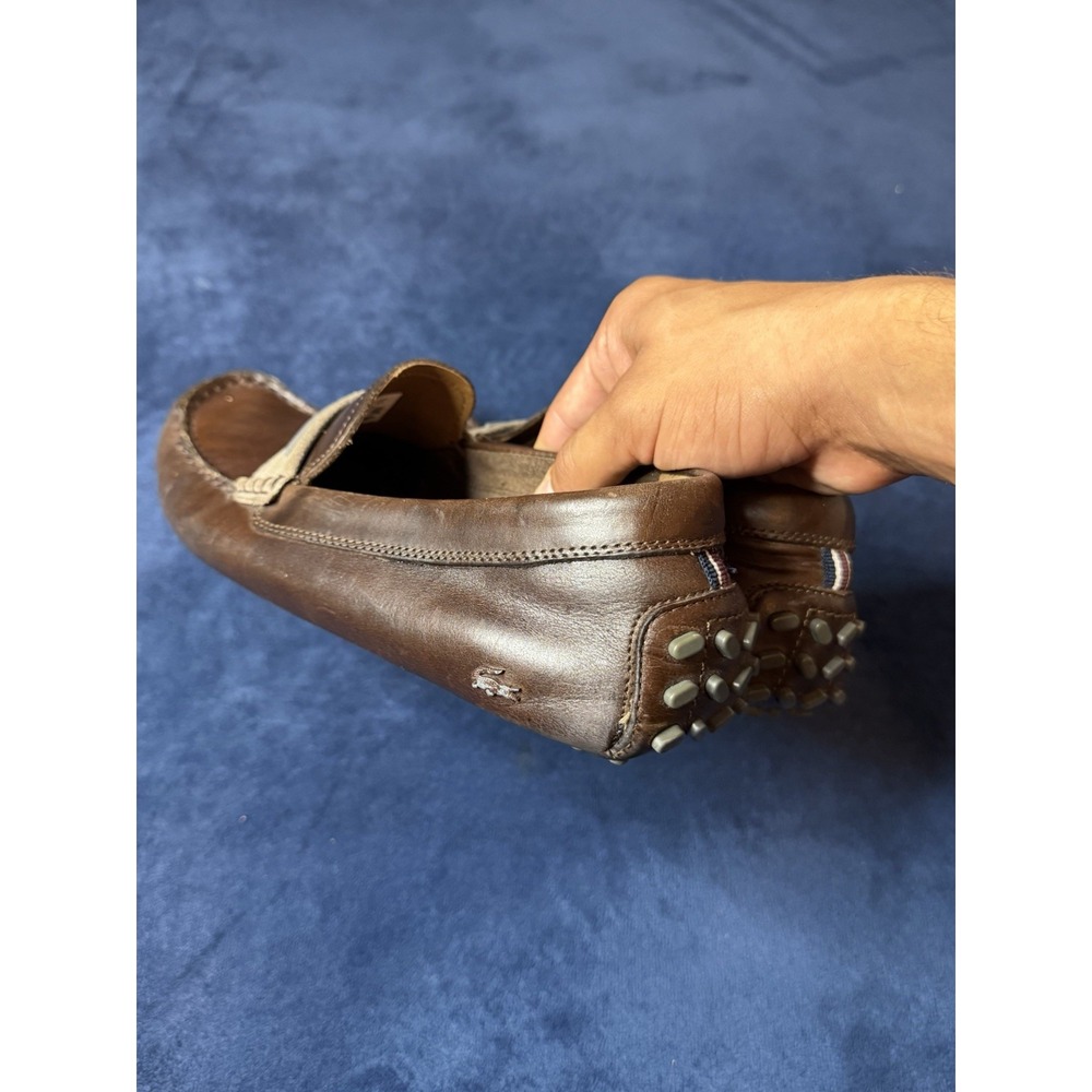 Lacoste Concours Driving Moccasin Loafers - Brown - Leather - Men Size 9.5